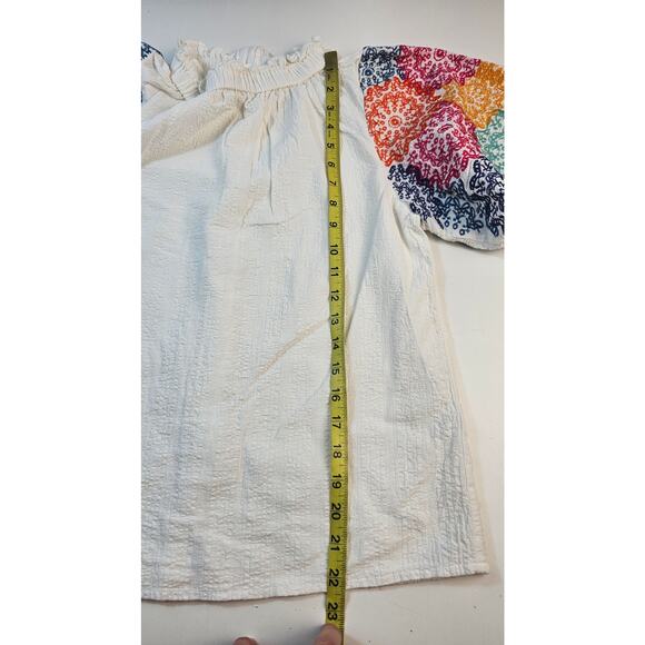 THML guaze lined puff embroidered peasant statement top sz S EUC cottagecore - Picture 7 of 7